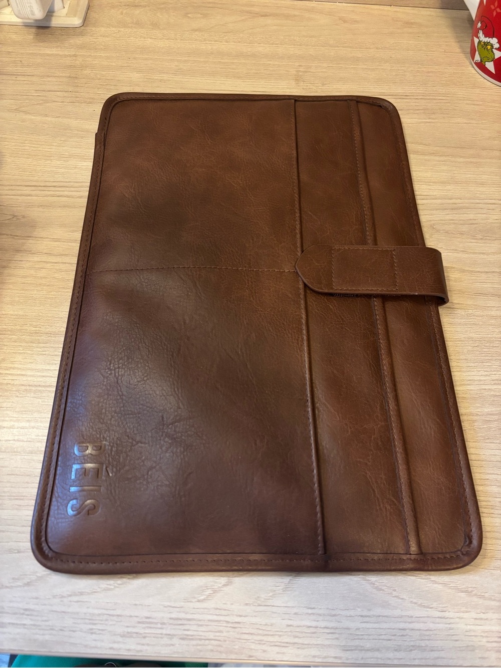 BEIS Cognac Leather Laptop Sleeve
